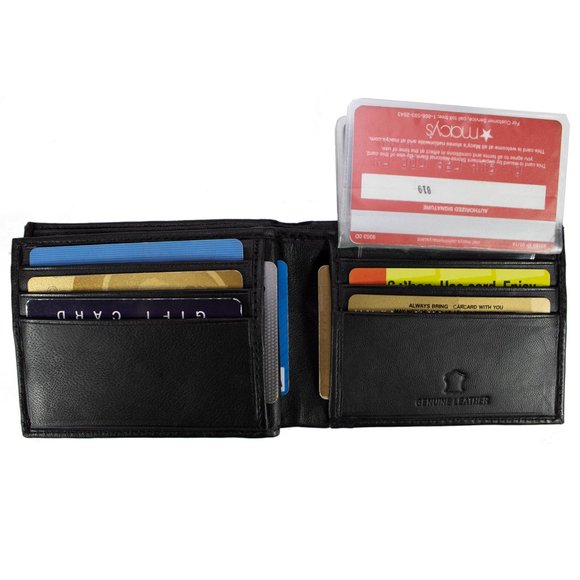 Men Bifold Lambskin Leather Black Wallet - Picture 4 of 16